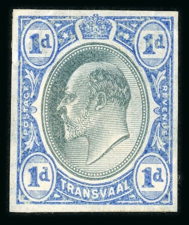 Stamp of South Africa » Transvaal » 1902-03 Watermark Crown CA » Imperforate Colour Trials Appendix C: 1d. (2) with heads in blue-green and frames in purple-brown and in blue