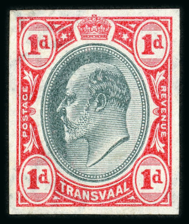 Stamp of South Africa » Transvaal » 1902-03 Watermark Crown CA » Imperforate Colour Trials Appendix C: 1d. (2) with heads in blue-green and frames in dull lilac and in red