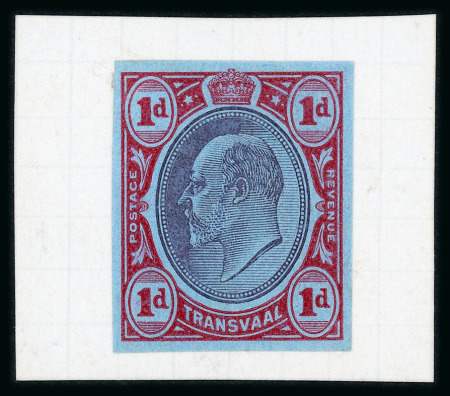 Stamp of South Africa » Transvaal » 1902-03 Watermark Crown CA » Imperforate Colour Trials Appendix C: 1d. in dull purple and red on blue