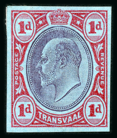 Stamp of South Africa » Transvaal » 1902-03 Watermark Crown CA » Imperforate Colour Trials Appendix C: 1d. in dull purple and red on blue