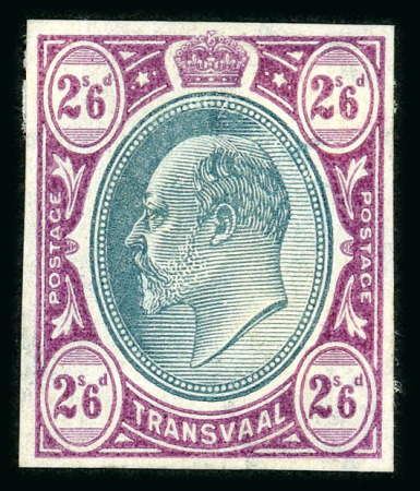 Stamp of South Africa » Transvaal » 1902-03 Watermark Crown CA » Imperforate Colour Trials Appendix C: 2/6d. with heads in blue-green and frames in dull lilac and in violet