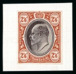 Stamp of South Africa » Transvaal » 1902-03 Watermark Crown CA » Imperforate Colour Trials Appendix C: 2/6d. with heads in black and frames in chestnut, deep olive-yellow and in grey