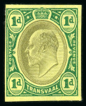 Stamp of South Africa » Transvaal » 1902-03 Watermark Crown CA » Imperforate Colour Trials Appendix C: 1d. colour trials on yellow paper (3)