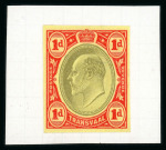 Stamp of South Africa » Transvaal » 1902-03 Watermark Crown CA » Imperforate Colour Trials Appendix C: 1d. colour trials on yellow paper (3)