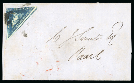 Stamp of South Africa » Cape of Good Hope 1860 cover from Cape town to Paarl bearing 4d deep blue