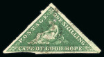 Stamp of South Africa » Cape of Good Hope 1855-63 1s deep dark green showing "unofficially rouletted" margins, cancelled with a light CGH cancel