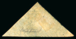 Stamp of South Africa » Cape of Good Hope 1855-63 Perkins Bacon 4d blue on white paper, fine to very large margins, cancelled by green triangular “CGH” cancellation