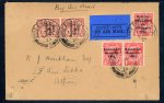 Stamp of Ireland » 1923 Harrison Coils Overprints (T62-65) 1d scarlet, pair and single, 1 1/2d red-brown, pair, on airmail cover to Athens, tied BAILE ÁTHA CLIATH/5.NO.24 cds, very fine usage to a scarce destination