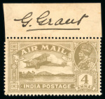 Stamp of India » Airmails 1929-1930 airmail issue mint top marginal complete set signed in the margins by artist G. Grant