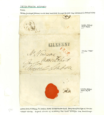 Stamp of Ireland » Postal History (Arranged alphabetically by County) Kilkenny: 1779 (22..9) Folded cover from Kilkenny to