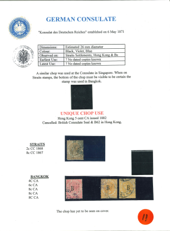 Stamp of British P.O. in Siam (Bangkok) » Cancellations » Consular Cachets German Consular Cachets: Specialised group of four