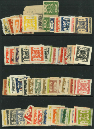 Stamp of Indian States » Bundi 1914, lot of Bundi Cow issues with stamps (100++), complete sheetlets (12+) and four covers