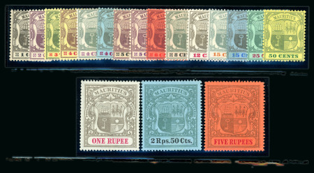 Stamp of Mauritius » Collections 1900-05  Arms, complete mint set of 18 values plus 1R with inverted watermark and 1904-07 Arms wmk multi Crown mint set