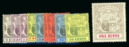 Stamp of Mauritius » Later Issues 1904-07 Arms, wmk. multiple Crown CA. Complete mint set of eight values plus 2c and 6c chalk-surfaced papers