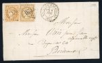 Stamp of France » Lettres Classiques Affranchissement mixte Bordeaux n°43 + Cérès 59 sur lettre