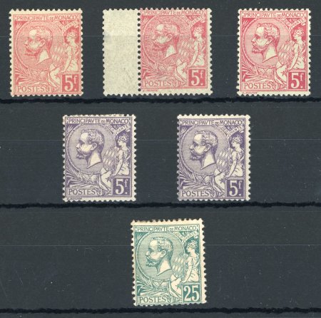Stamp of Colonies françaises » Monaco 1891-1920, Sur une plaquette, petite sélection de timbres
