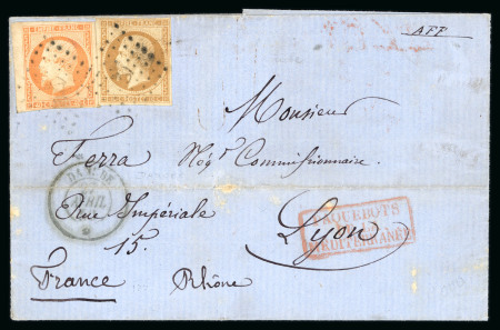 Stamp of France » Empire 1853-1862 1859, Lettre de Filippopel à 50c avec n°13 + 16 cad "Danube"