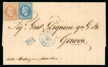 Stamp of France » Lettres Classiques 1870, Lettre à destination de Gênes (Italie) affranchie