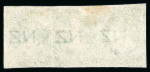 Stamp of New Zealand 1864 1s green, imperforate, watermark "NZ", horizontal strip of three