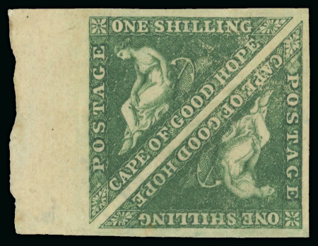 Stamp of South Africa » Cape of Good Hope 1858-1859, 1s deep dark green, a beautiful mint pair