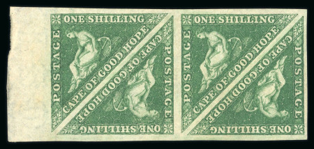 Stamp of South Africa » Cape of Good Hope 1858-1859, 1s deep dark green, a beautiful marginal block of 4