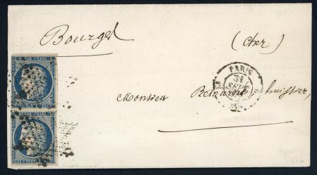 Stamp of France » Lettres Classiques 1852, Lettre paire Cérès Y&T n°4 25c pour Bourges
