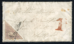 Stamp of South Africa » Cape of Good Hope 1858 cover franked Triangle 6d pale rose-lilac (SG7), near full margins