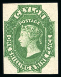 Stamp of Ceylon 1857-1859, 1s 9d green, imperforate, watermark star, mint