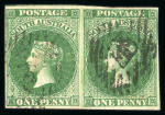 Stamp of Australia » South Australia 1855 1d dark green, imperforate, watermark large star,