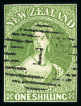 Stamp of New Zealand 1855 1s yellow green, imperforate, watermark large