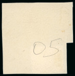 Stamp of Malaysia » Federated Malay States 1905 De La Rue 10c frame-only die proof in black on glazed card, stamp-size and affixed to striking book piece