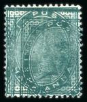 Stamp of India » 1855-1946 De La Rue and later Crown Colony Issues 1882-1883, 1/2a blue green, double impression, unused