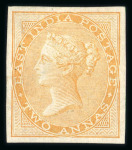 Stamp of India » 1855-1946 De La Rue and later Crown Colony Issues 1856-1864, 2a yellow-buff, unwatermarked, imperforate