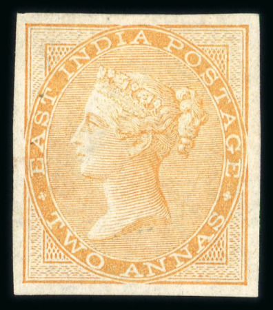 Stamp of India » 1855-1946 De La Rue and later Crown Colony Issues 1856-1864, 2a yellow-buff, unwatermarked, imperforate