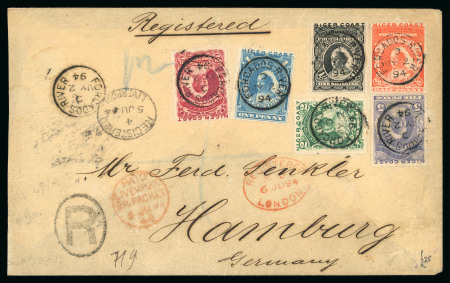 Stamp of Nigerias » Niger Coast Protectorate Forcados River: 1894 (May 2) envelope sent registered to Germany with 1894 (Jan 1) set of six