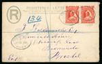 Stamp of Nigerias » Niger Coast Protectorate Used in Southern Nigeria - Asaba: 1900 (Jul 12) Niger Coast 2d registered envelope sent to England with two 1897-98 1d vermilions