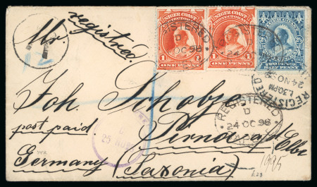 Stamp of Nigerias » Niger Coast Protectorate Sapele: 1898, trio of covers showing the Sapele cds, squared circle and registered oval ds,