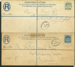 Stamp of Nigerias » Niger Coast Protectorate Postal Stationery Registered Envelopes: Group of size H2 registered incl. one to England with 1892-94 1s green