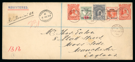 Stamp of Nigerias » Niger Coast Protectorate 1893-96, Group of four covers incl. 1896 (Dec 19) envelope