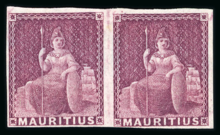 Stamp of Mauritius » 1858-62 Britannia Issues (SG 26-35) 1858-62 Un-denominated Issue (9d.) dull magenta pair, unused