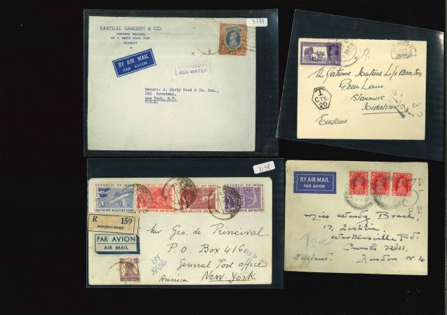 Stamp of India » Collections, Lots etc. 1942-1950 group of eight KGVI letters, incl. 1950 Inauguration