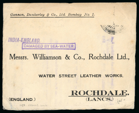 Stamp of India » 1855-1946 De La Rue and later Crown Colony Issues 1930s-1950s small group of four crash and wreck covers,