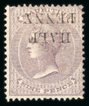 Stamp of Mauritius » 1876-78 Surcharges (SG 76-91) 1876 1/2d on 9d dull purple, variety surcharge inverted, mint