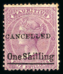 Stamp of Mauritius » 1876-78 Surcharges (SG 76-91) 1876 and 1877, group of three unused stamps with "CANCELLED"