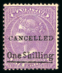 Stamp of Mauritius » 1876-78 Surcharges (SG 76-91) 1876 and 1877, group of three unused stamps with "CANCELLED"
