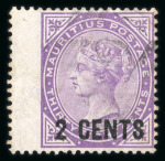 Stamp of Mauritius » 1883-91 Surcharges, Arms & Jubilee Issues (SG 112-35, 137) 1886-91, Surcharge varieties group incl. 1886 2c on 38c without bar lightly used