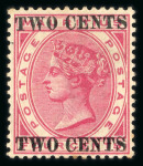 Stamp of Mauritius » 1883-91 Surcharges, Arms & Jubilee Issues (SG 112-35, 137) 1886-91, Surcharge varieties group incl. 1886 2c on 38c without bar lightly used