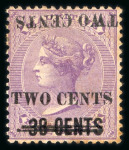 Stamp of Mauritius » 1883-91 Surcharges, Arms & Jubilee Issues (SG 112-35, 137) 1886-91, Surcharge varieties group incl. 1886 2c on 38c without bar lightly used