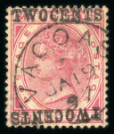 Stamp of Mauritius » 1883-91 Surcharges, Arms & Jubilee Issues (SG 112-35, 137) 1886-91, Surcharge varieties group incl. 1886 2c on 38c without bar lightly used