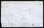 Stamp of Great Britain » 1847-54 Embossed 1855 large part entire with two cut-to-shape 6d Embossed, both tied by mainly very fine blue "O*O" barred ovals